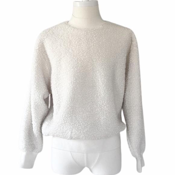COS | Oversized Mock-Neck Teddy Sweatshirt – Off White, Size S - Picture 3 of 11